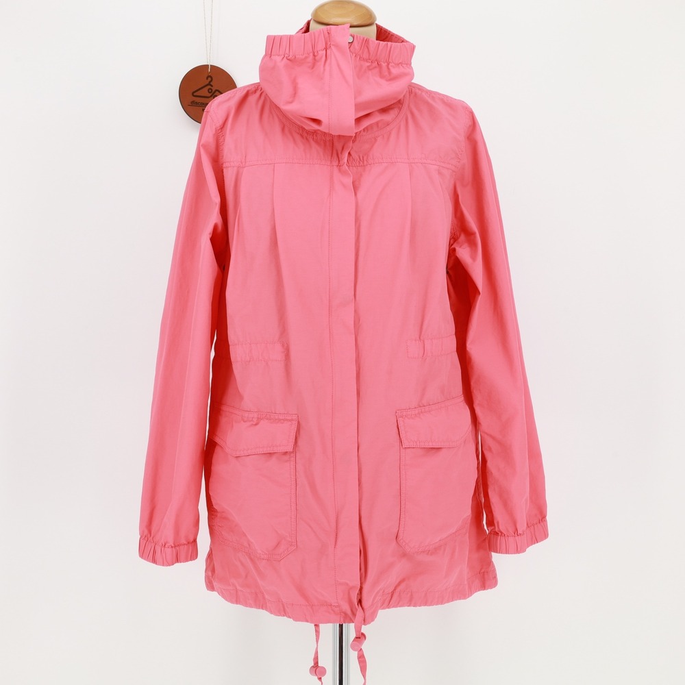 Eileen Fisher Anorak‎ Windbreaker Large Cotton Nylon Funnel Neck Parka Jacket